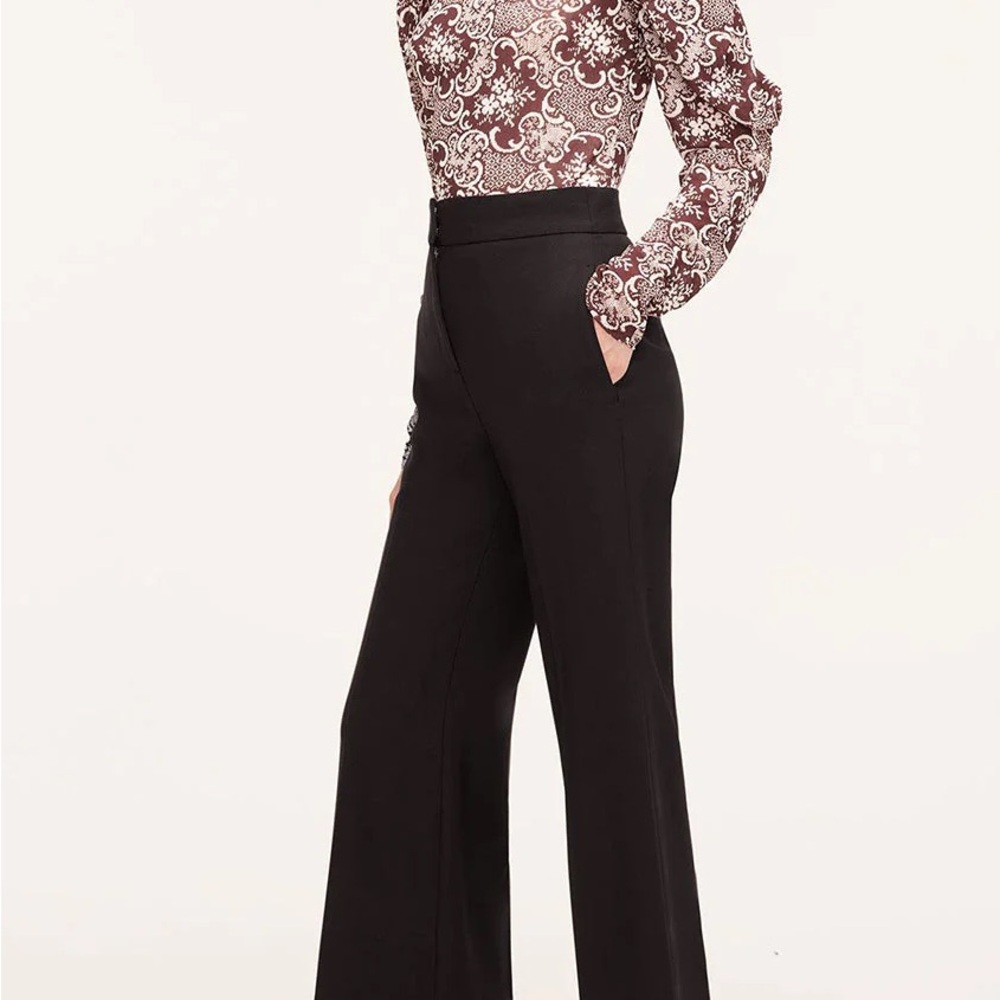 Rebecca Taylor Wool Crepe Kick-Flare Pant SZ 10 BLK
